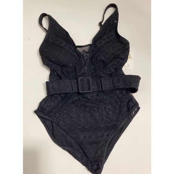 New. BECCA black lace crochet swimsuit. Medium. Retails $145 - Picture 8 of 9